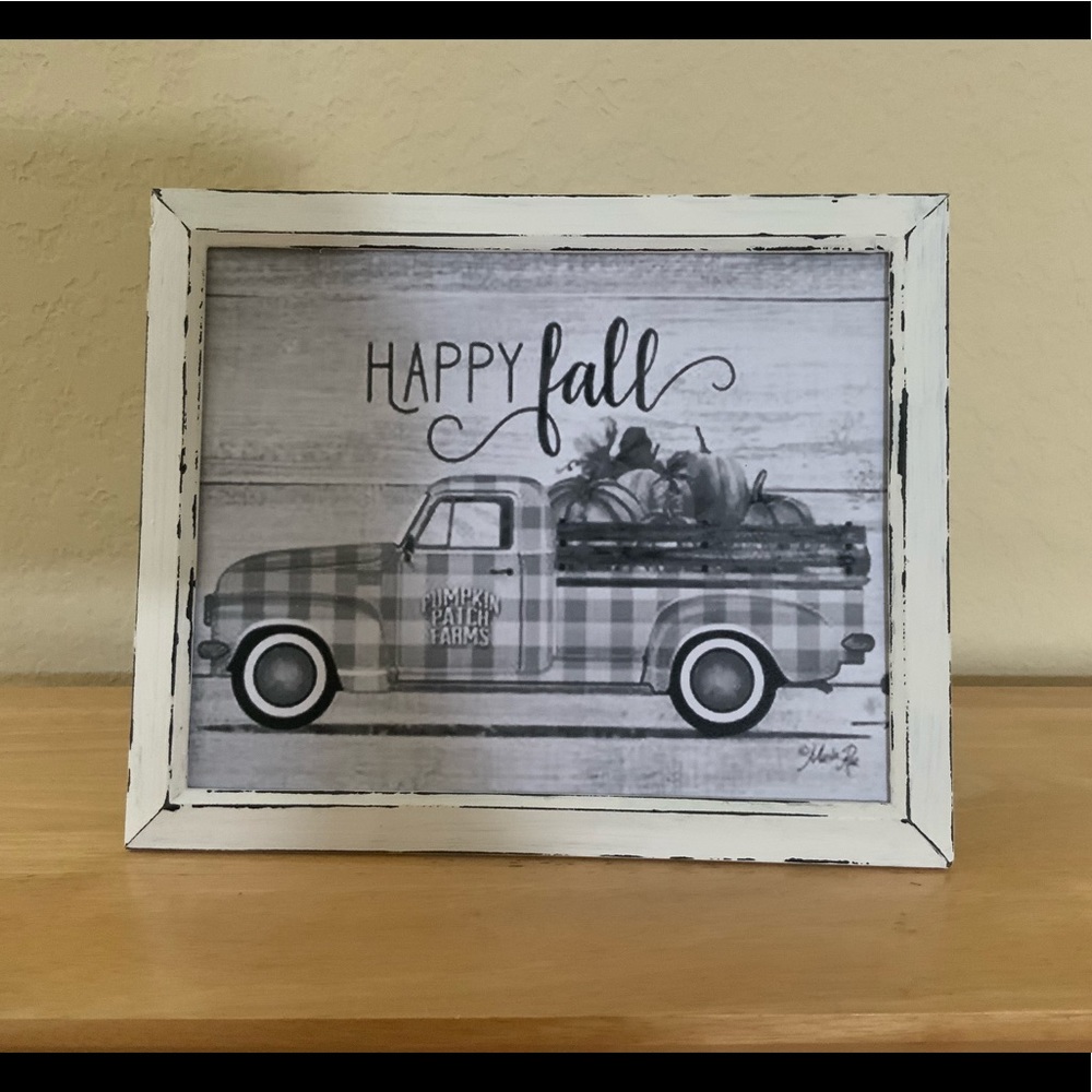 Farmhouse Happy fall truck & pumpkins picture 8x10